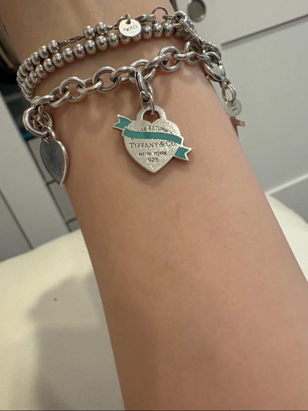 Tiffany & Co. Heart Tag Charm with Blue Ribbon Enamel RARE - Picture 5 of 5